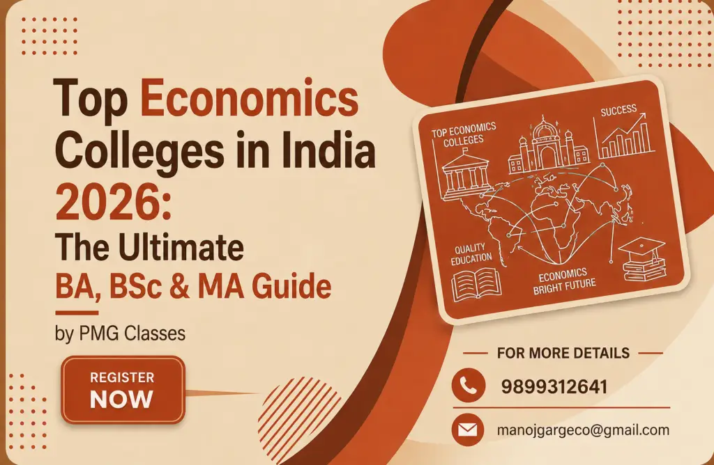 Top Economics Colleges in India 2026 – Complete BA, BSc & MA Economics Guide featuring leading economics colleges, admissions information, academic excellence, and career opportunities in India